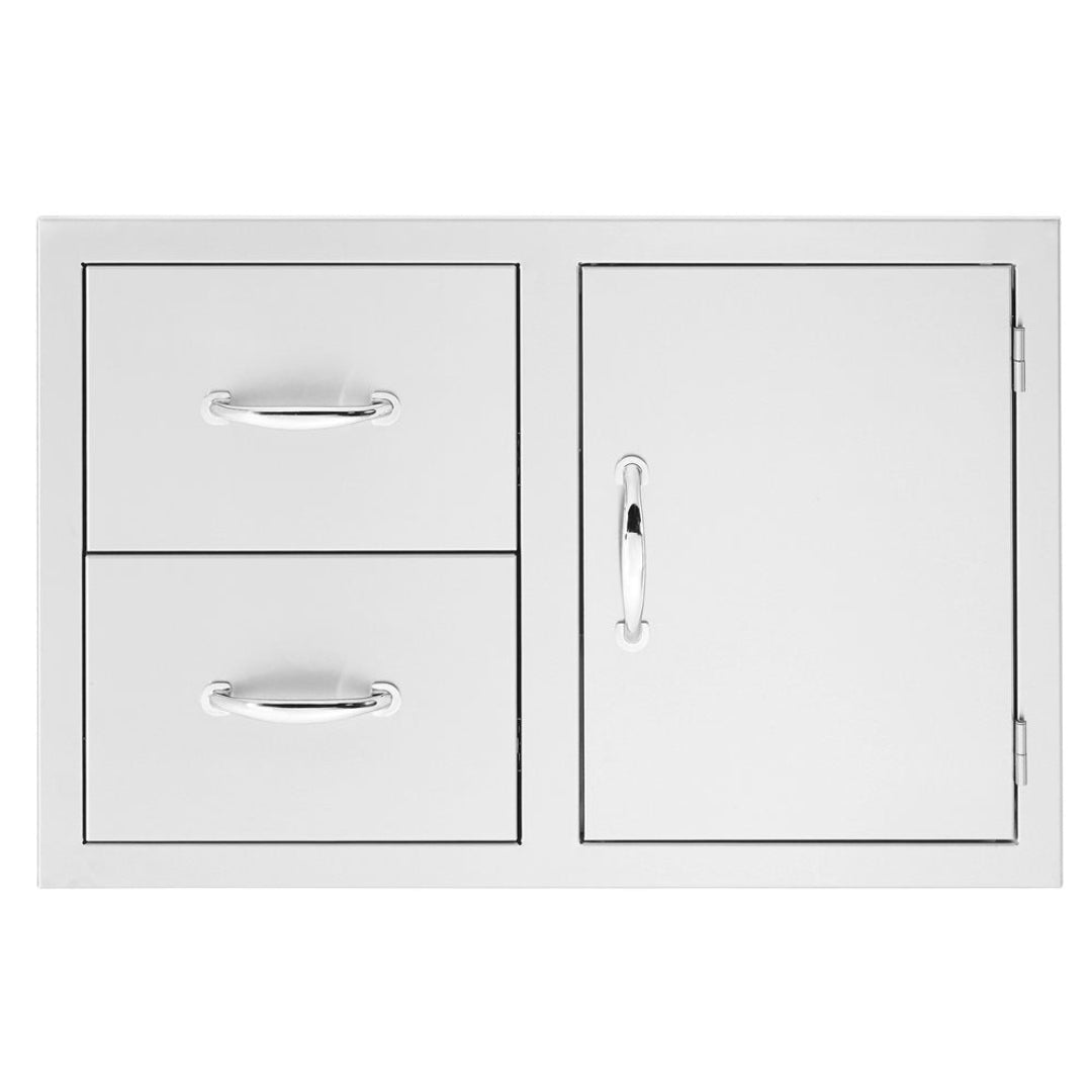 Trueflame tf-dc2-301 stainless steel outdoor kitchen double-drawer and single-door access cabinet for built-in grill island storage