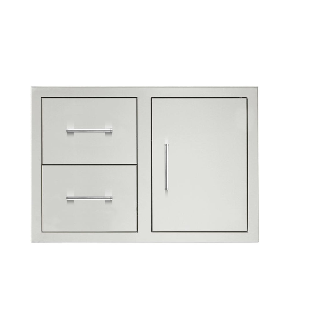 Trueflame TF-DC2-32-A1 stainless steel outdoor kitchen two-drawer cabinet and access door for built-in grill islands