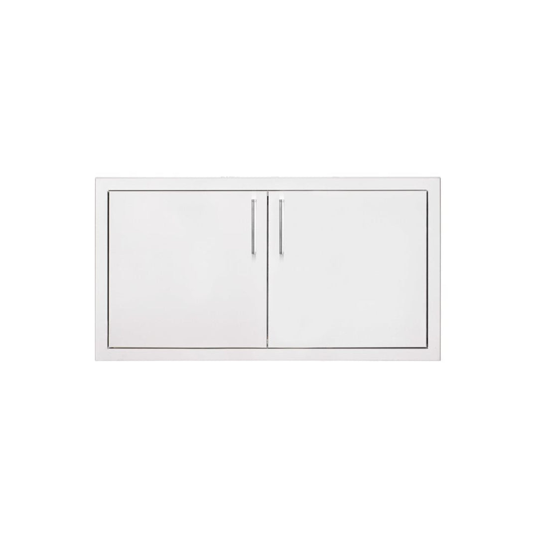 Trueflame TF-DD-32-A 32-inch white outdoor kitchen cabinet double access door with stainless handles