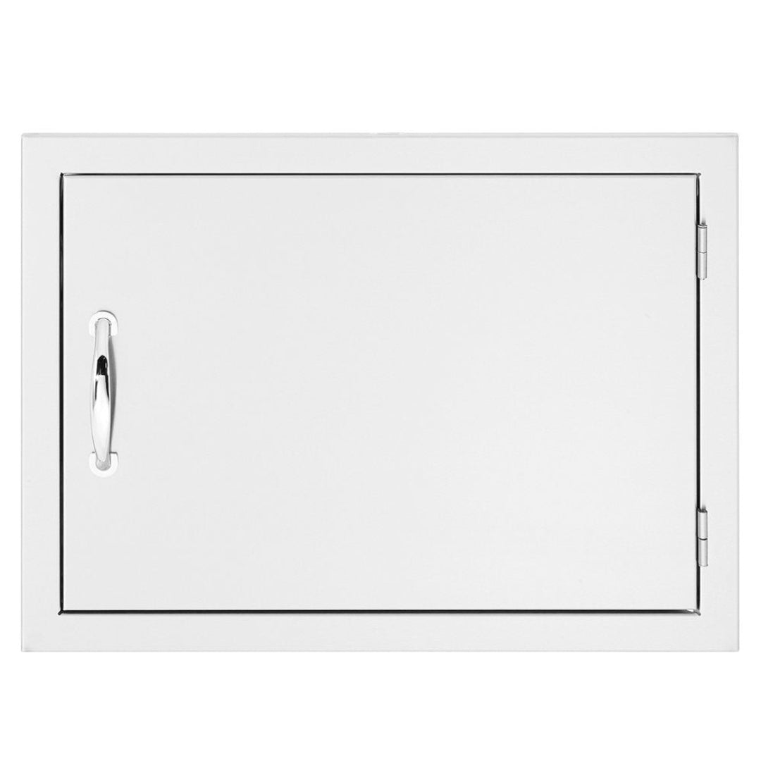 Trueflame TF-DH-22 22-inch stainless steel outdoor kitchen access door with polished pull handle and right-side hinges
