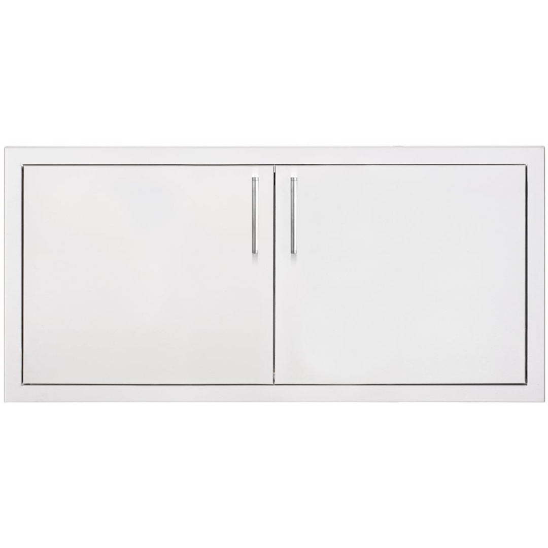 Trueflame TF-DP-36DC-A1 36-inch white double access door for outdoor kitchen island, powder-coated stainless steel replacement cabinet doors with vertical handles