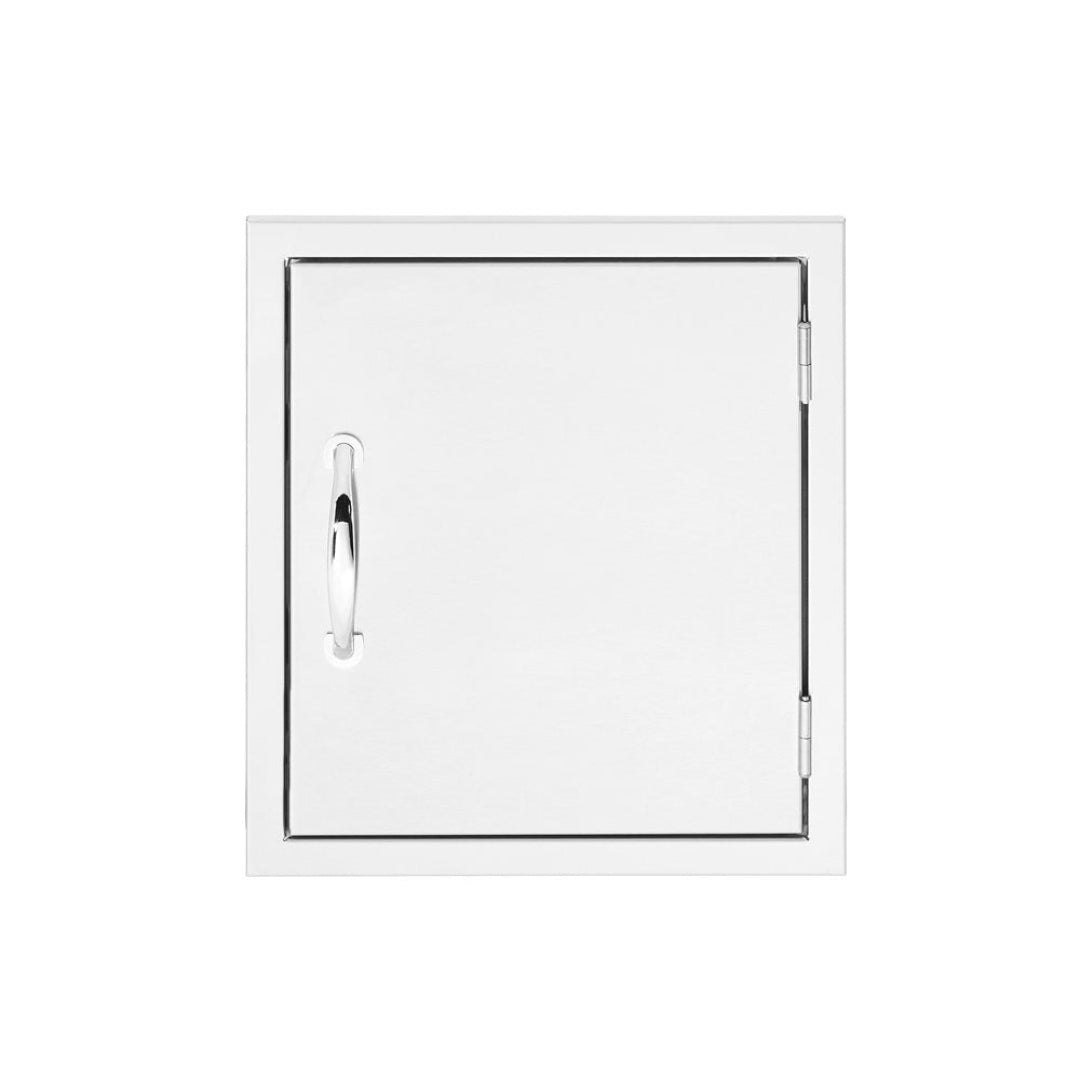Trueflame 125-TF-DV-16 16-inch stainless steel outdoor kitchen access door, single right-hinged cabinet door with polished pull handle for built-in grill island