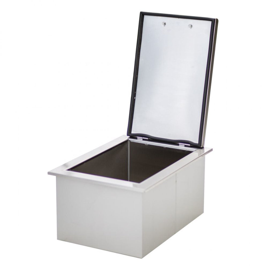 TF-IC-17 17-inch stainless steel drop-in ice chest (ice bin) with insulated hinged lid for outdoor kitchen bar and catering