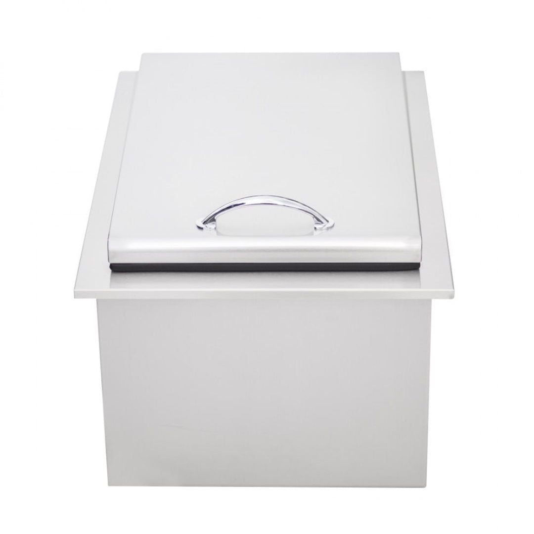 125-tf-ic-171 stainless steel drop-in built-in ice chest cooler with gasketed lid and chrome handle for outdoor kitchen bar