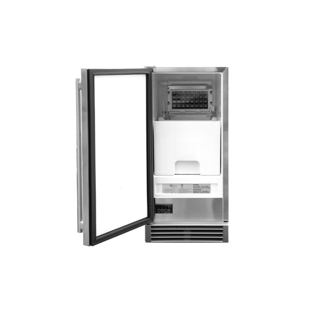 125-TF-IM-15 15-inch built-in undercounter stainless steel ice maker with removable ice bin and front vent for outdoor kitchen and bar