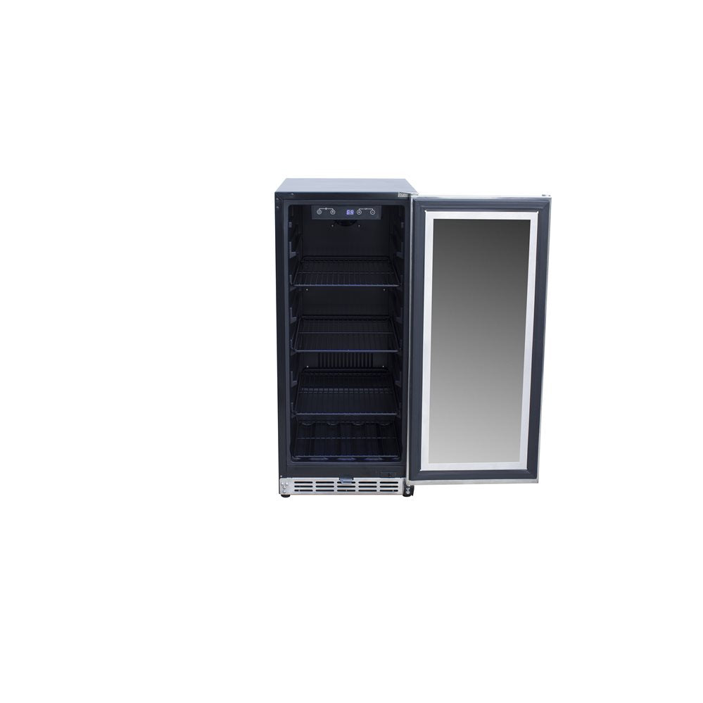 TrueFlame 15" Outdoor Rated Fridge with Glass Door - TF-RFR-15G