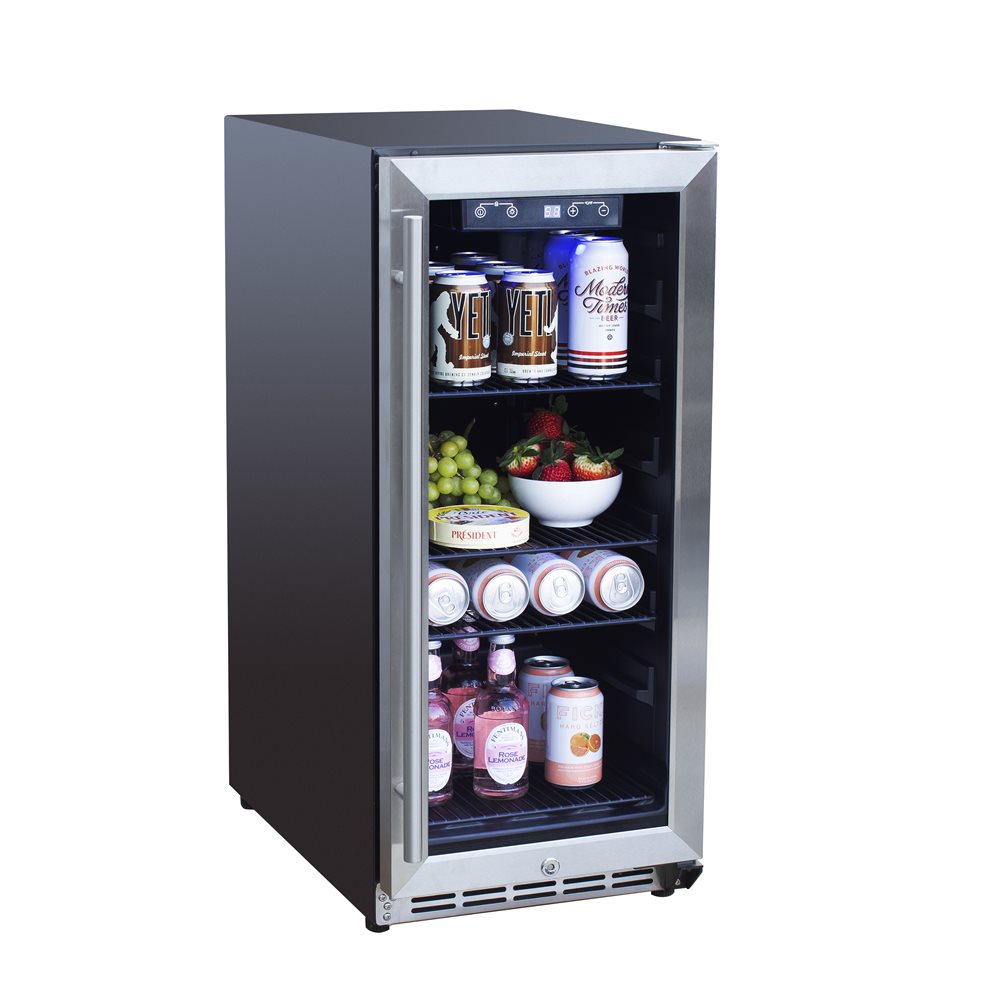 TrueFlame 15" Outdoor Rated Fridge with Glass Door - AMD-RFR-15G