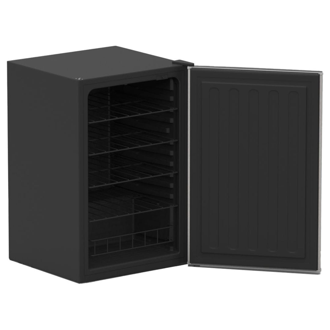 Black undercounter beverage refrigerator TF-RFR-22D 1.25 cu ft with adjustable wire shelves, freestanding mini fridge