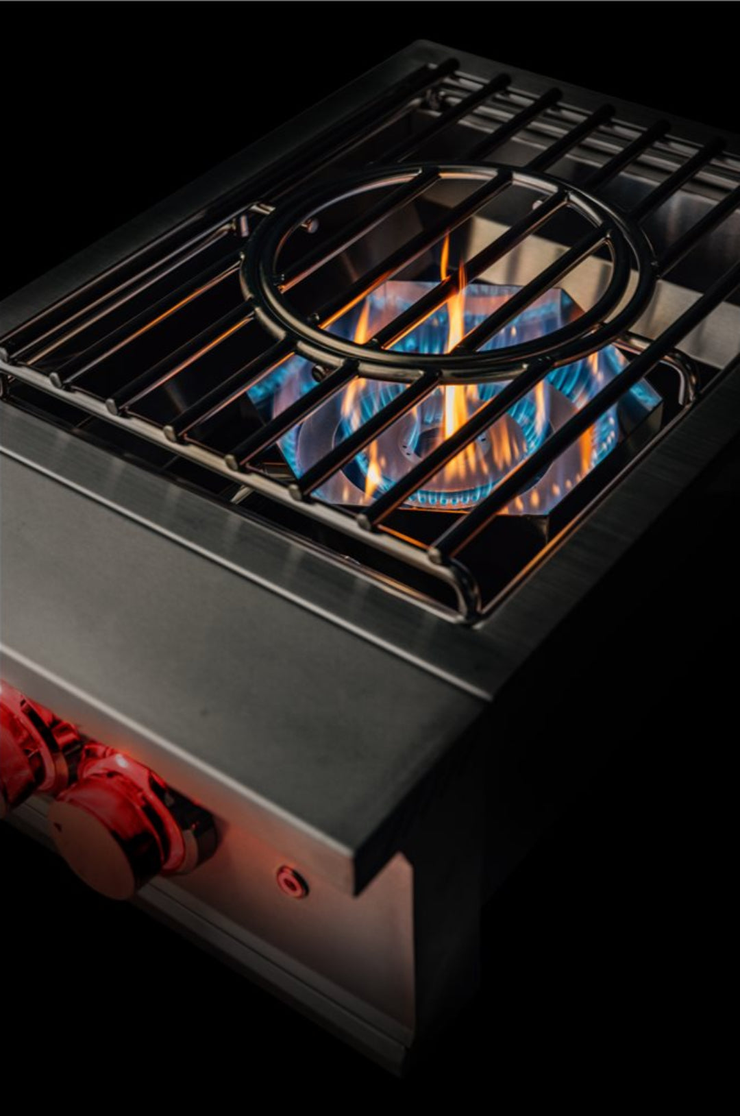 Trueflame 125-TFPB-LP stainless steel LP single-burner outdoor side burner with wok ring and cast-iron grate, blue flame