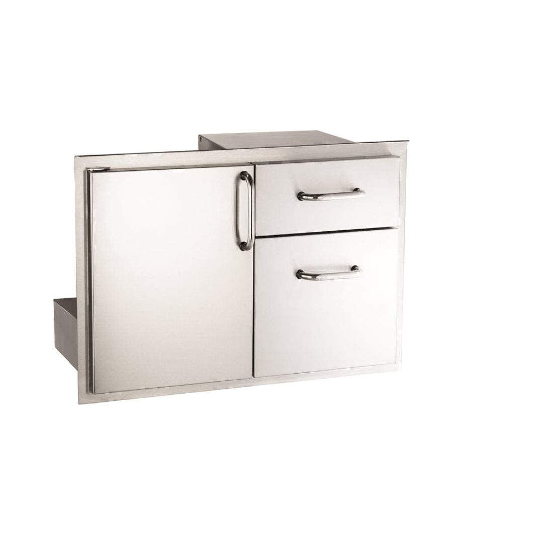 Vine & Flame 18-30 SSDD1 stainless steel outdoor kitchen single-door double-drawer access panel for built-in grill island storage with brushed handles