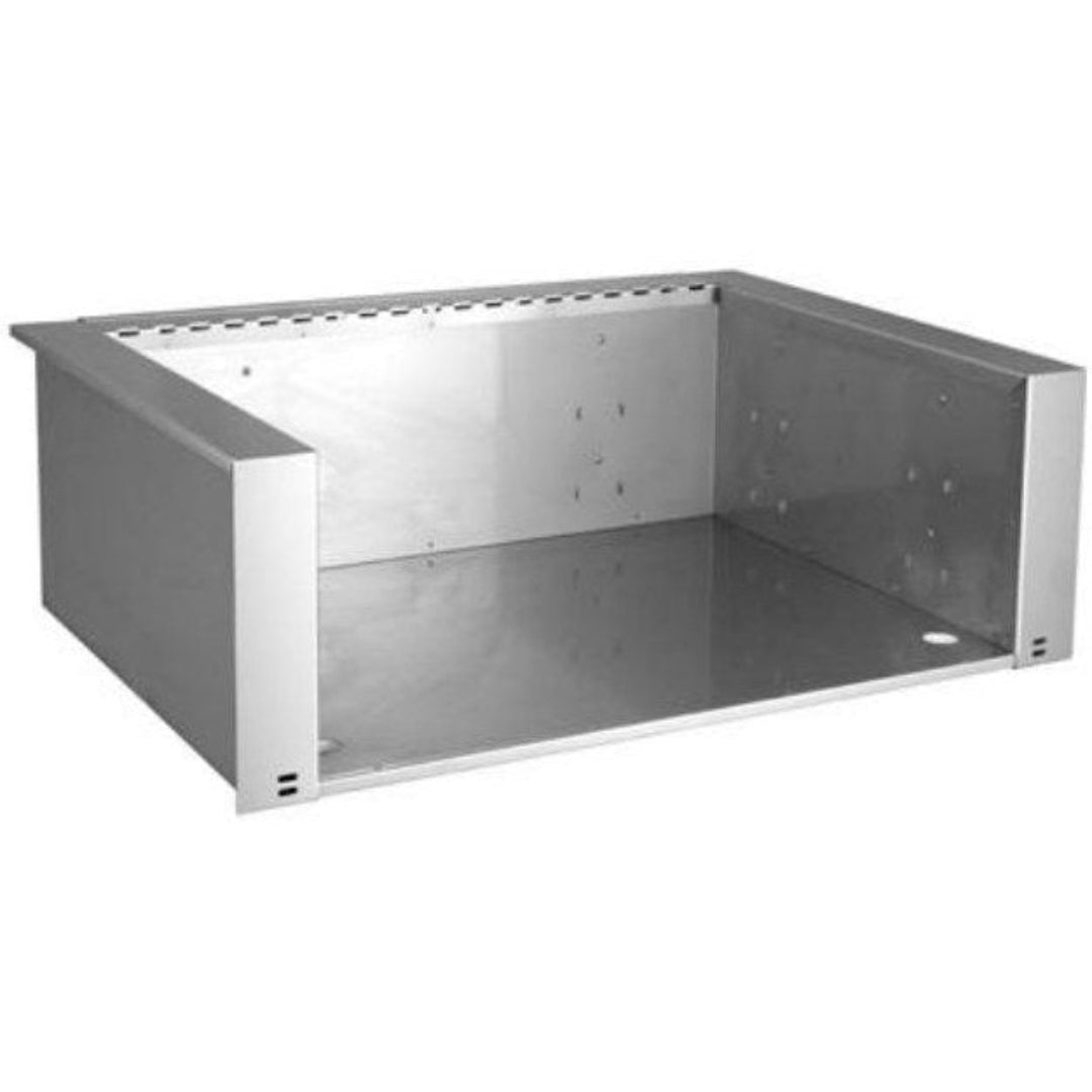 192-3100-51 stainless steel built-in gas firebox liner for outdoor fireplace insert, rectangular drop-in firebox housing with rear vent slots and front access port