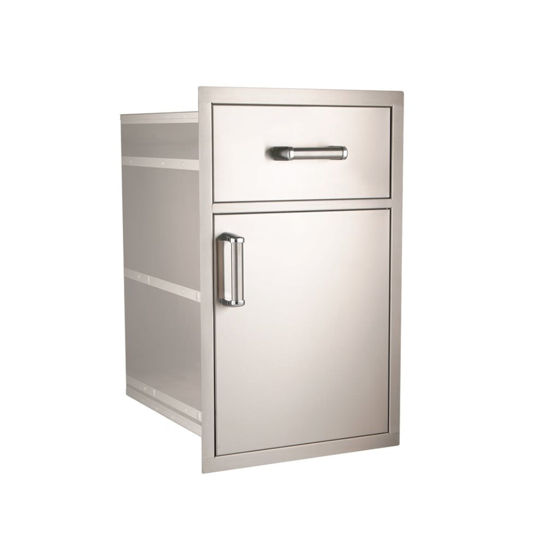 Fire Magic 54020S stainless steel built-in outdoor kitchen island access cabinet with single top drawer and right-hinged storage door