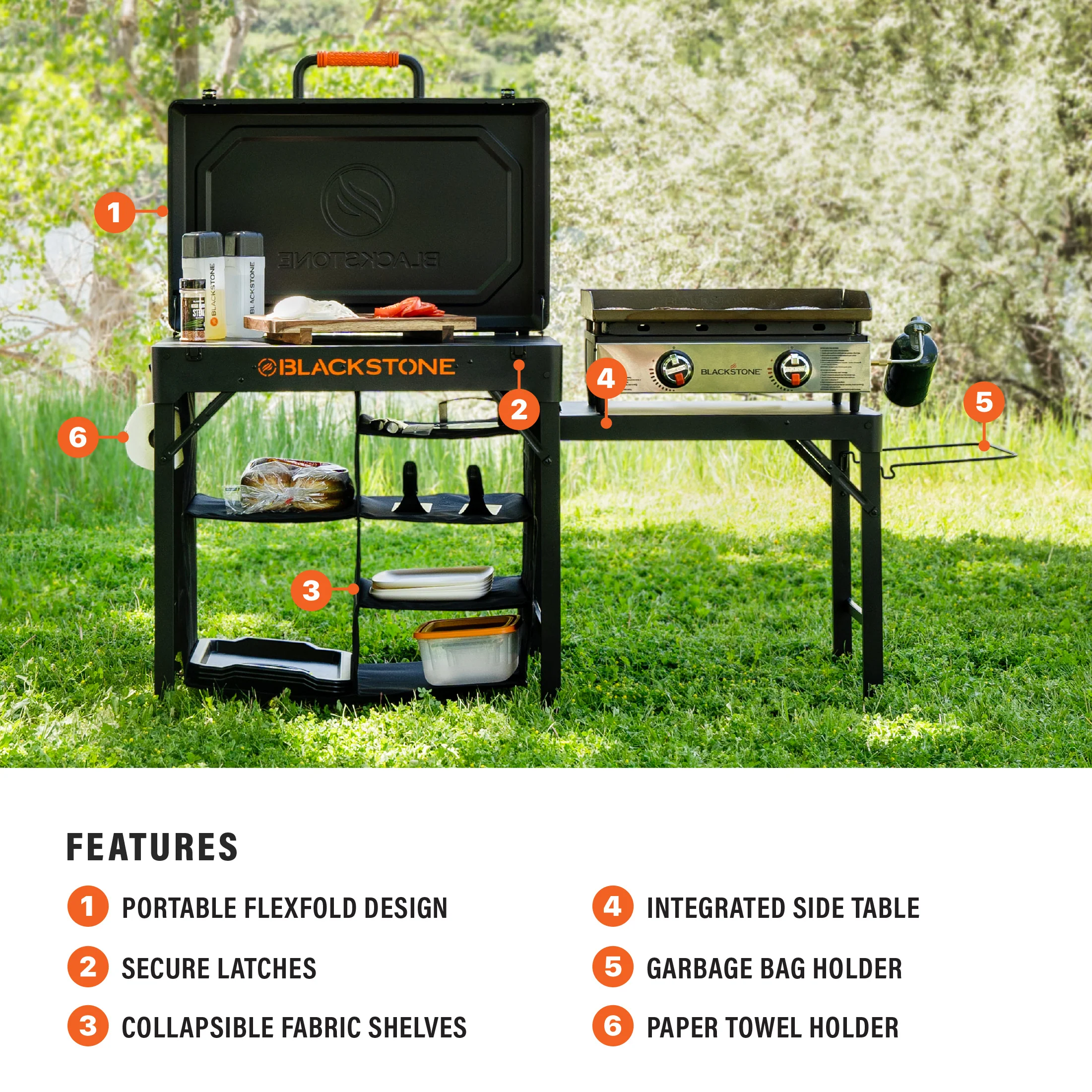 Blackstone On-The-Go Prep Cart with Foldable Table and Storage - 2237