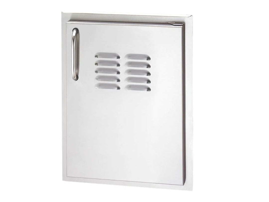 33920-1-SR stainless steel vented access door for outdoor kitchen grill island cabinet with louver vents and polished pull handle