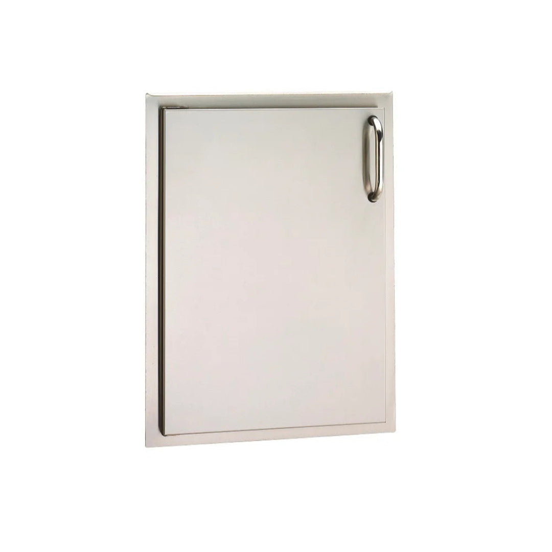 33924-SL stainless steel outdoor kitchen access door with recessed frame and right-side curved pull handle, built-in grill cabinet access panel