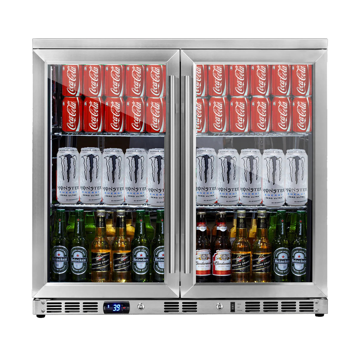 Kings Bottle 36-Inch Heating Glass 2 Door Built In Beverage Fridge