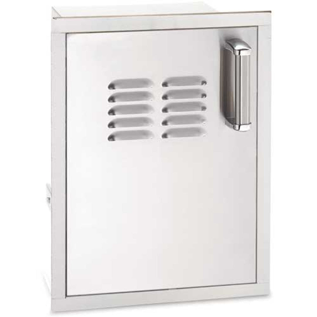 53820sc-tl stainless steel left-hinged vented access door for outdoor kitchen island with louvers and tubular pull handle - flush-mount BBQ grill cabinet door