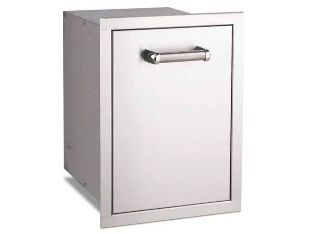 Stainless steel outdoor kitchen built-in pull-out trash drawer single-door cabinet with tubular handle for grill islands model 53820TSC