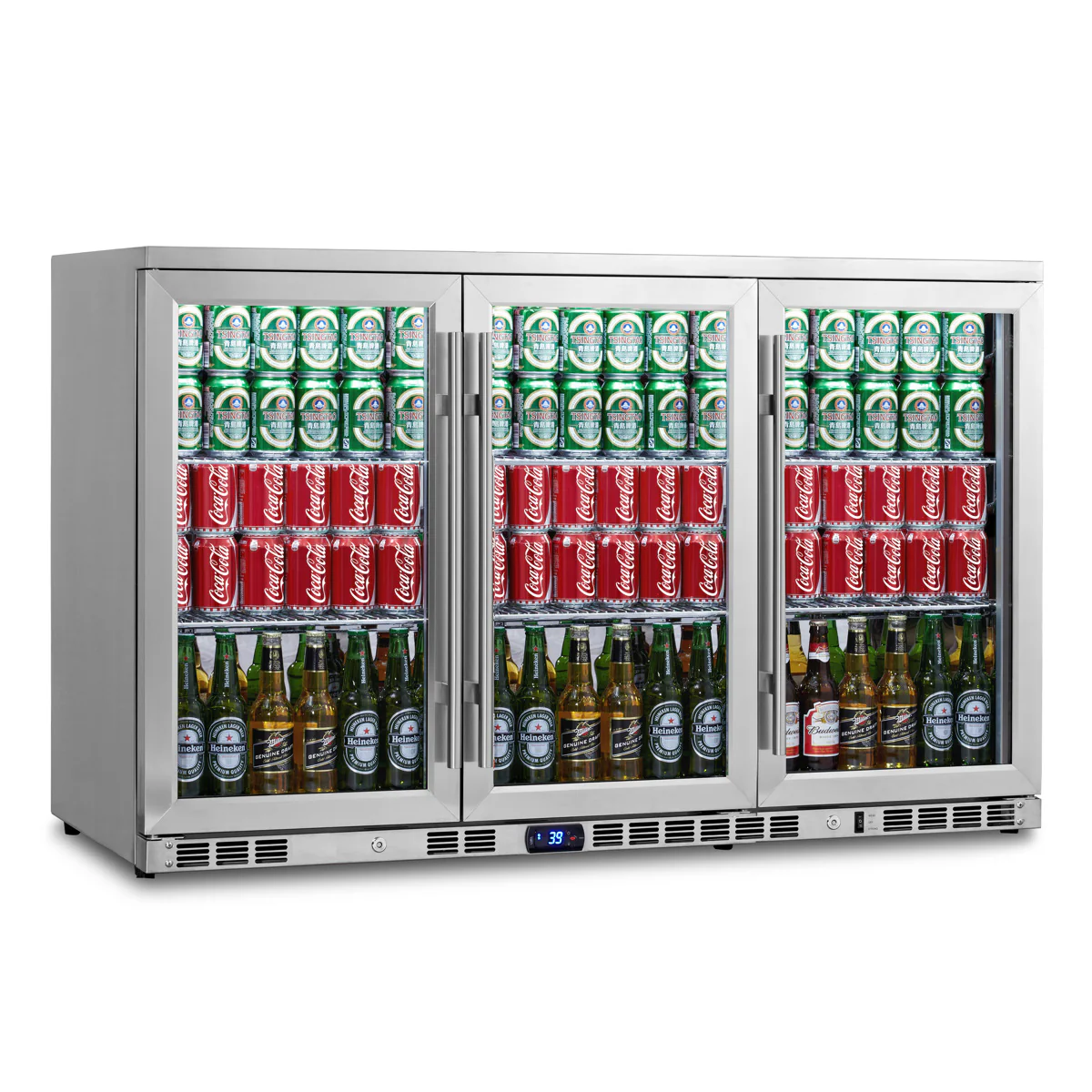 Kings Bottle 53-Inch Heating Glass 3 Door Large Beverage Refrigerator