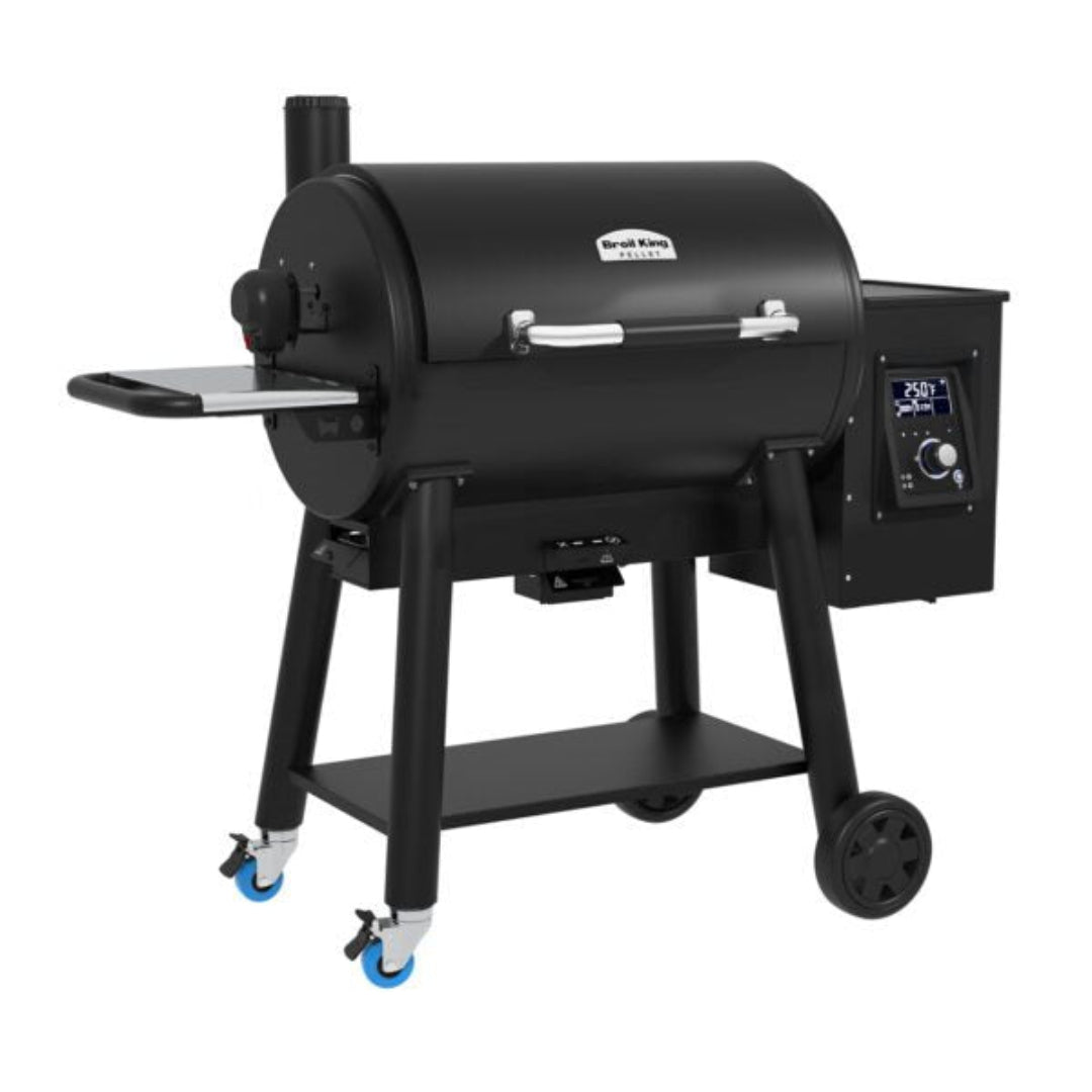 Caster Wheels, Broil King, Regal Pellet Grill Accessory, blue swivel wheels for stability and easy mobility