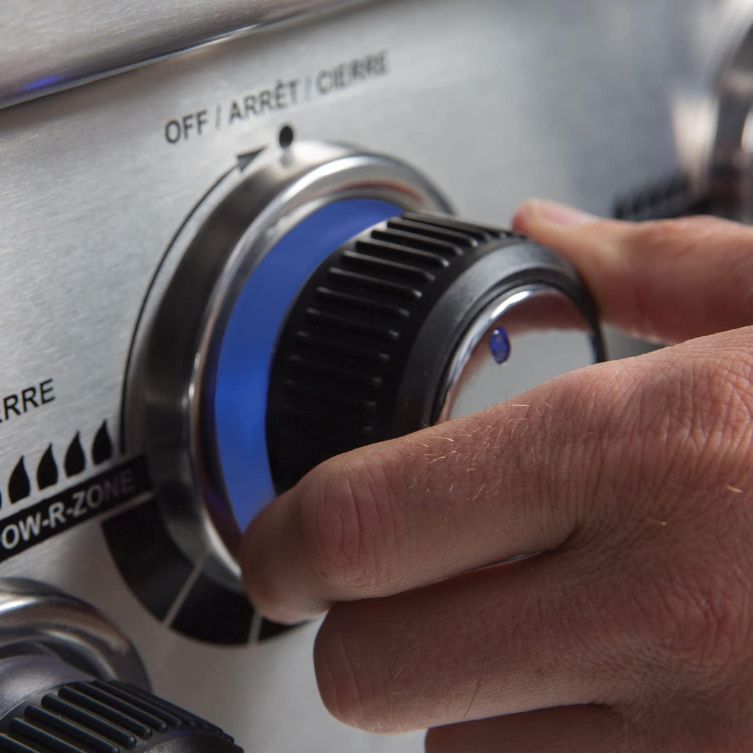 Control knob, Broil King, Baron Series, illuminated backlit burner dial with hand adjusting flame level