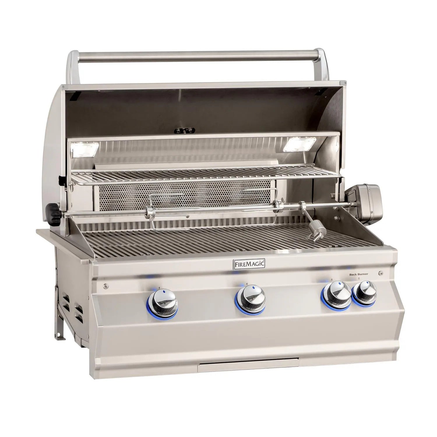 Fire Magic Aurora 30-Inch Built-In Propane Gas Grill with Analog Thermometer & Rotisserie Backburner – A660I-8EAN