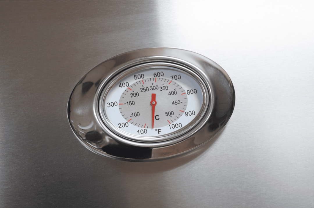 AOGL36 36-inch natural gas grill stainless steel built-in lid thermometer gauge, oval analog temperature dial in °F/°C for outdoor BBQ