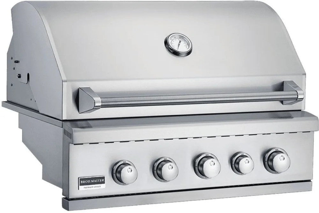 Broilmaster BSB324NLP 5-burner built-in stainless steel gas grill head with hood thermometer, commercial-style outdoor kitchen grill insert