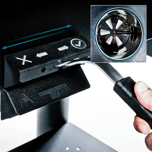 Internal Control, Broil King, Regal Pellet Series, damper slider and air circulation adjustment knob for heat control