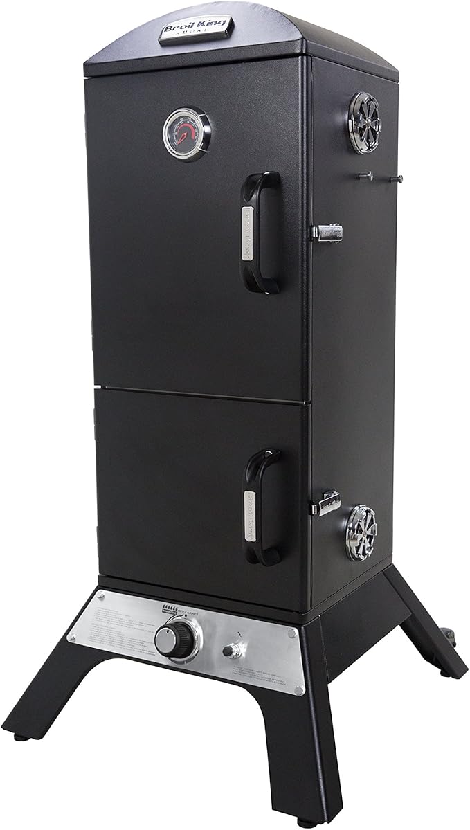 Vertical Smoker, Broil King, Smoke Series, Angled Side View with Dual Doors and Air Vents