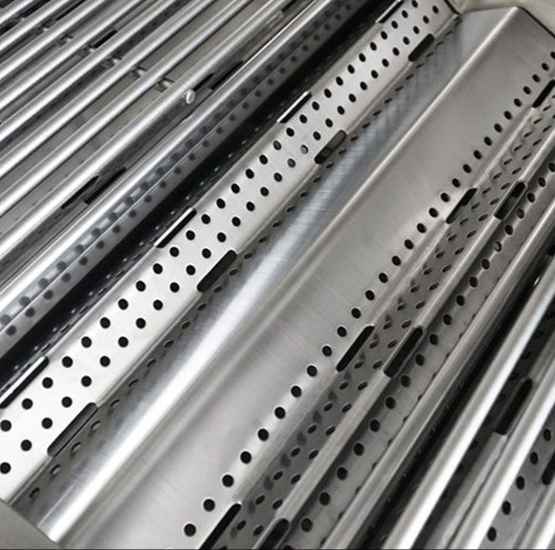 Replacement perforated stainless steel flame tamers heat shields for Broilmaster B-Series BSB253NLP 3-burner 25-inch propane grill