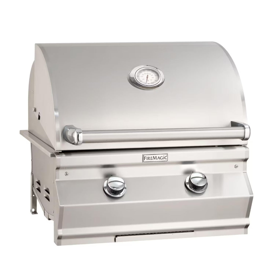 Fire Magic C430I Series stainless steel built-in drop-in gas grill head with hood thermometer and dual control knobs