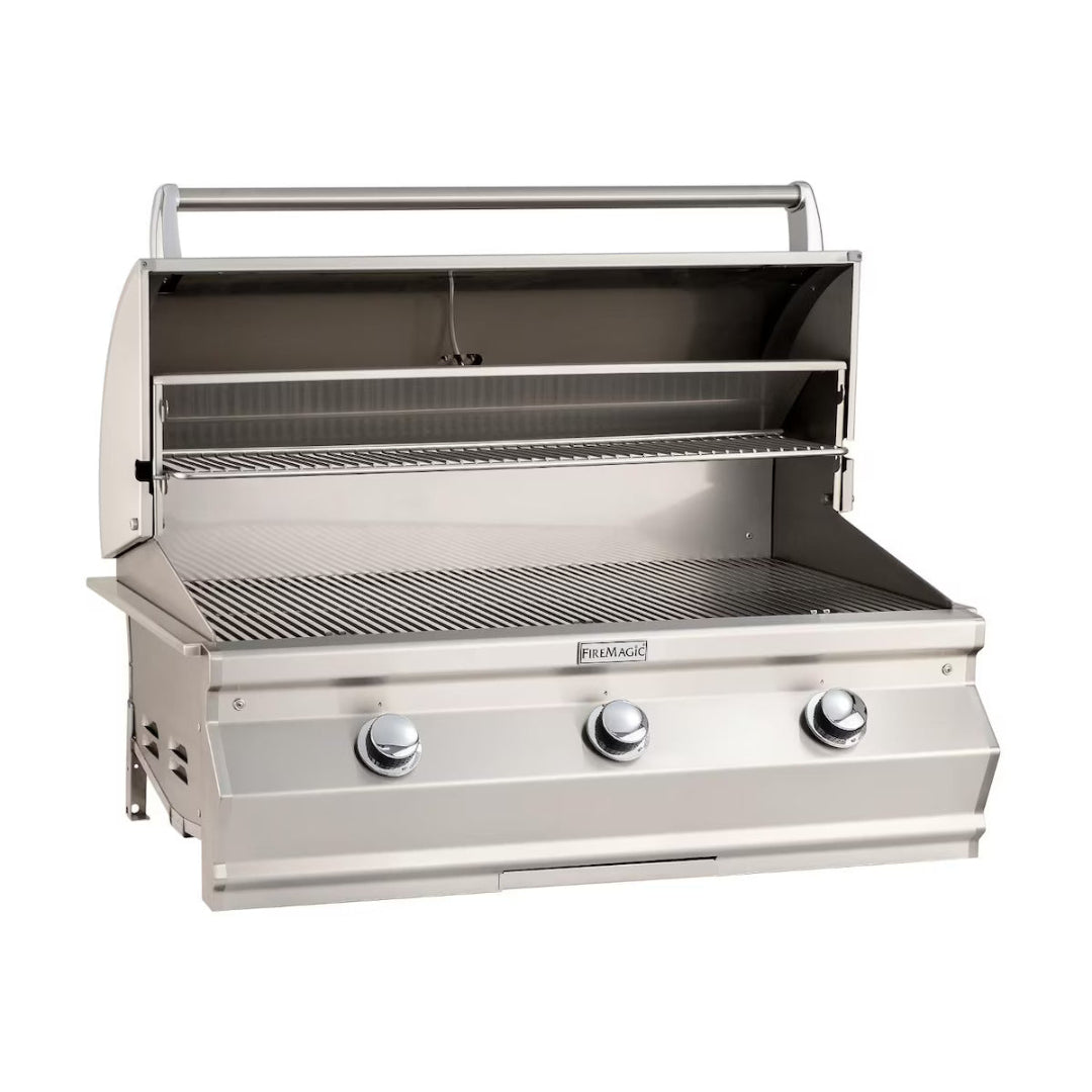 FireMagic Choice Series 3-burner built-in stainless steel gas grill head with warming rack and stainless cooking grates - outdoor kitchen replacement