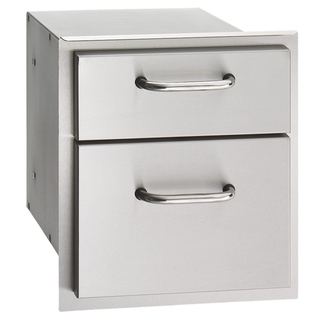 Weatherproof stainless steel built-in outdoor kitchen 2-drawer storage cabinet with handles for grill island model 33802