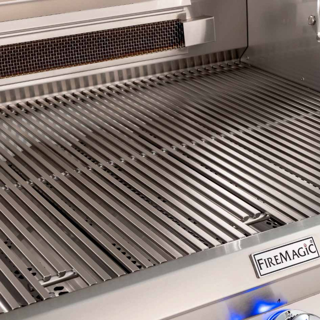 Fire Magic Echelon Diamond Sear Grids stainless steel replacement grill grates close-up heavy-duty searing bars for Echelon gas grills