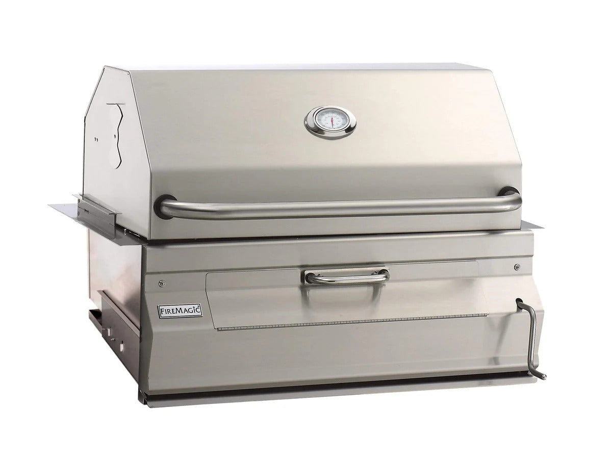 Fire Magic 30" Built-In Stainless Steel Charcoal Grill with Smoker Hood