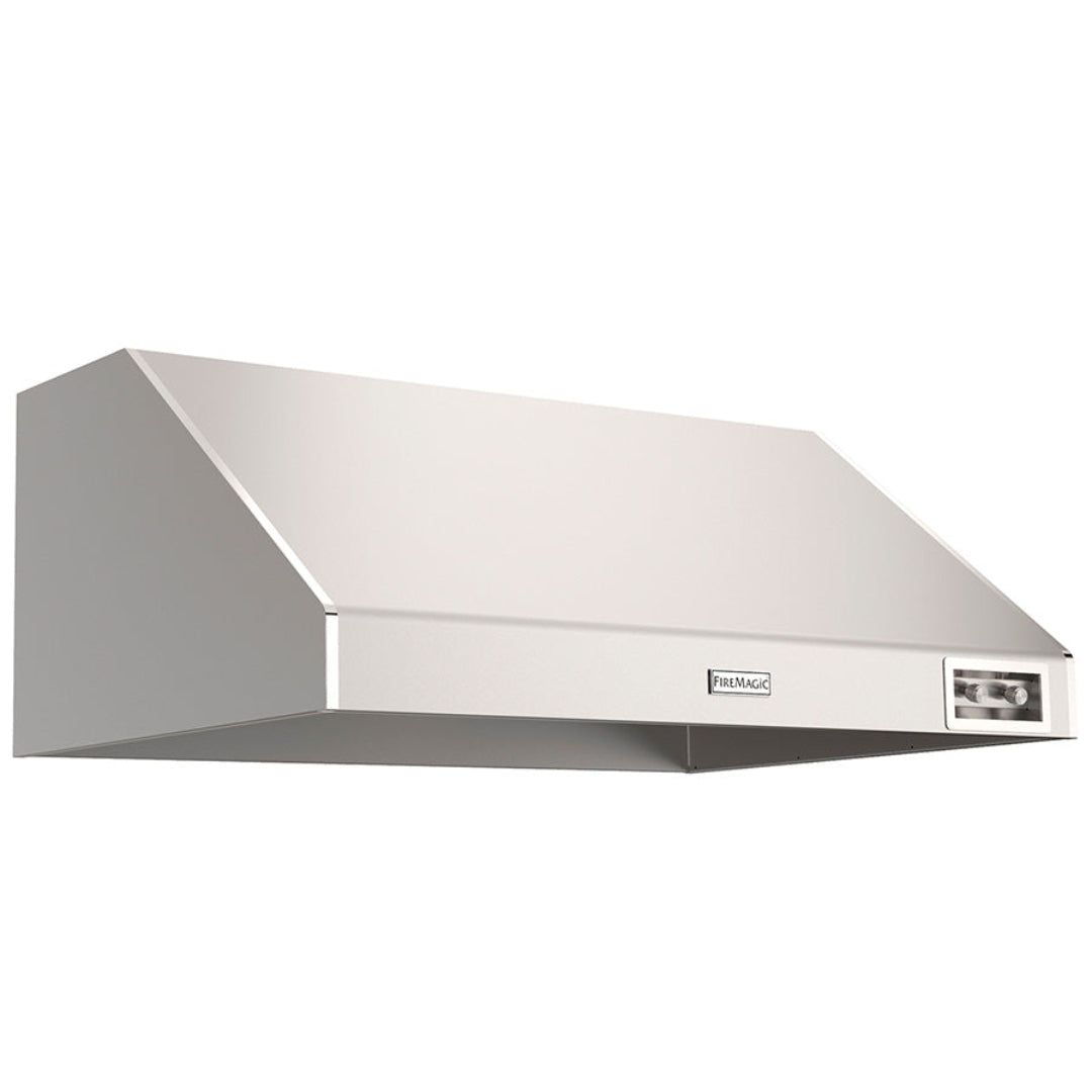 FireMagic 36 inch stainless steel wall-mount outdoor kitchen vent hood model 36-VH with built-in lights for grill