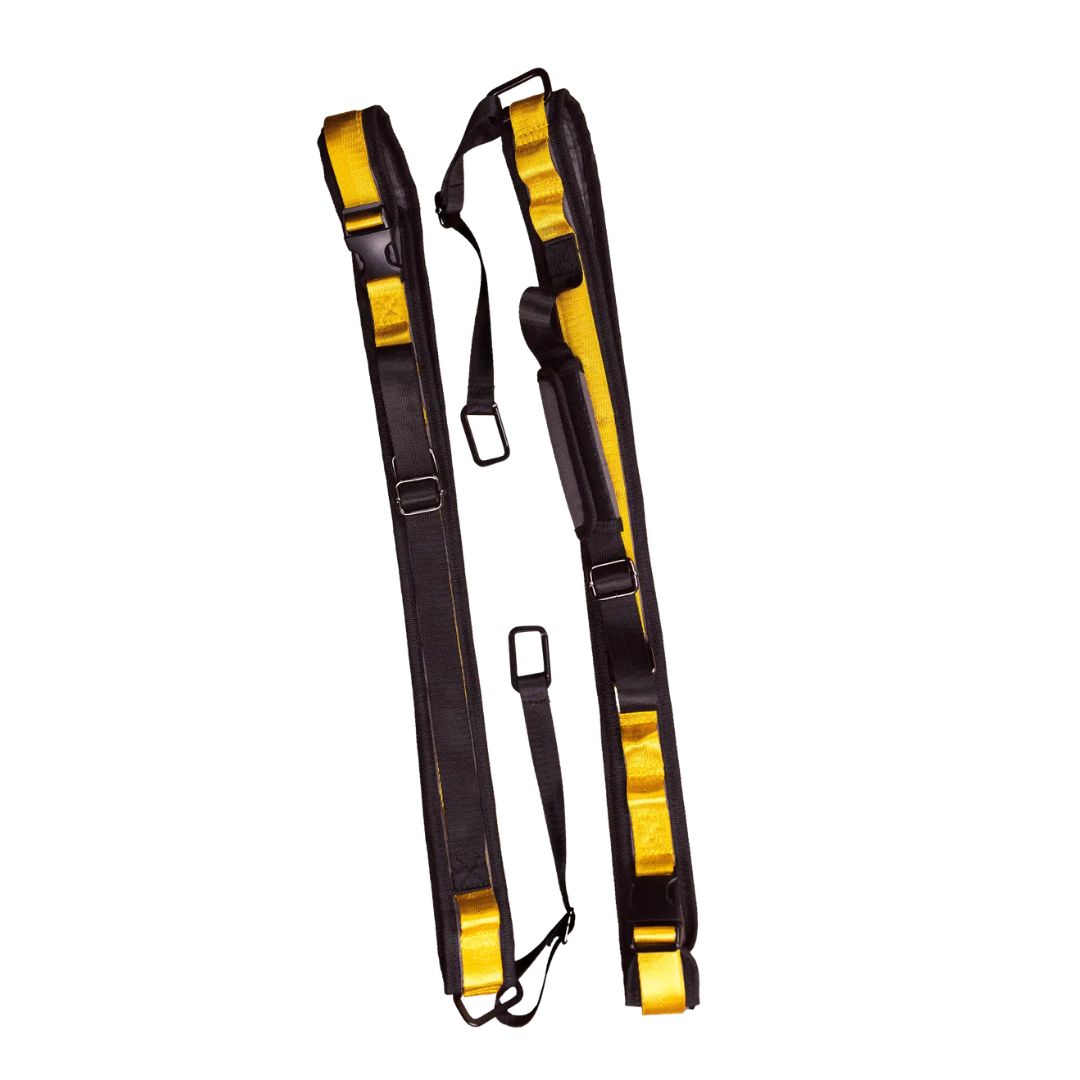 HALO HO-3002 countertop appliance carry straps, black and yellow adjustable heavy-duty webbing with padded handle and metal buckles