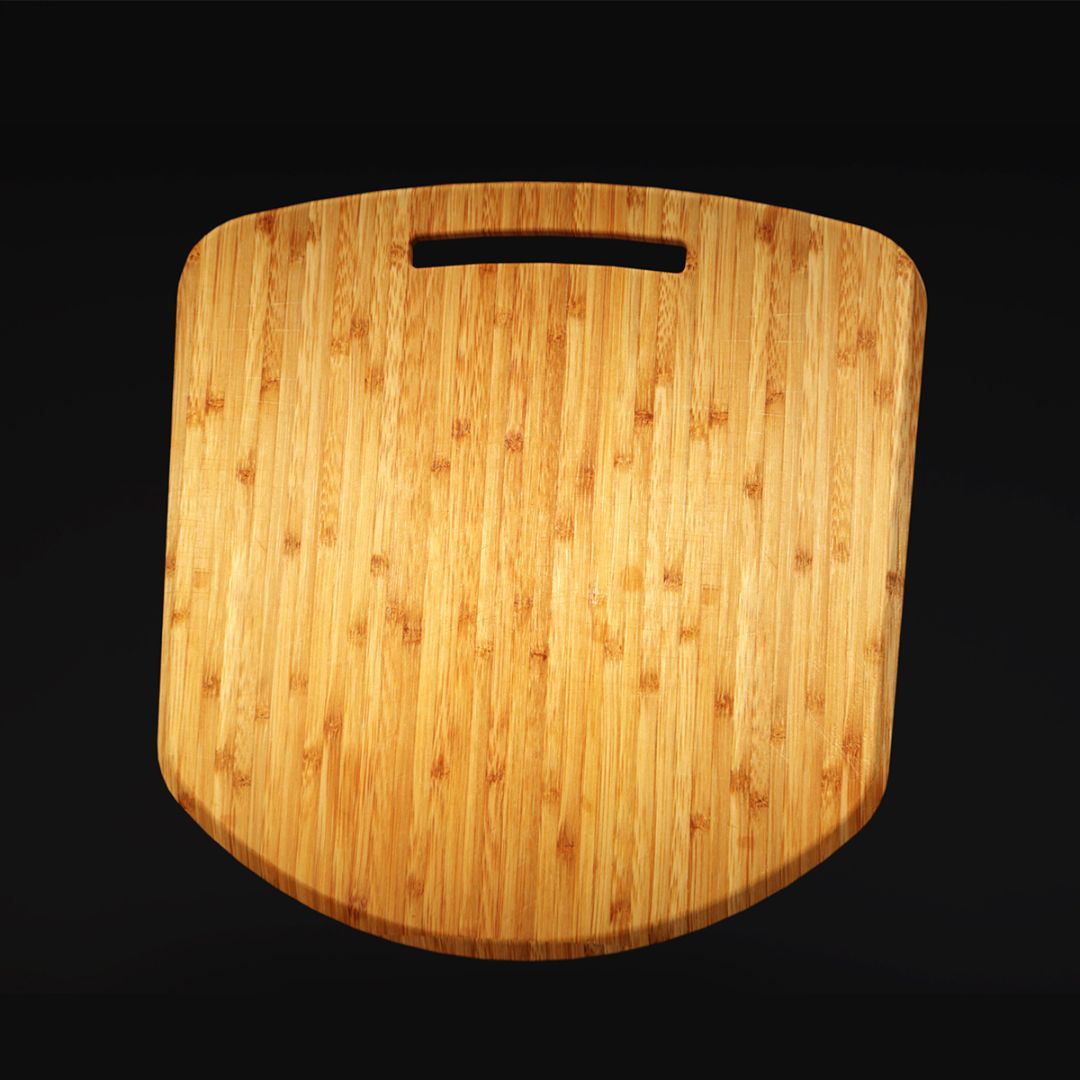 Bamboo pizza peel with slot handle from HALO 6-piece Cook & Serve Pizza Kit (HZ-3022) on black background