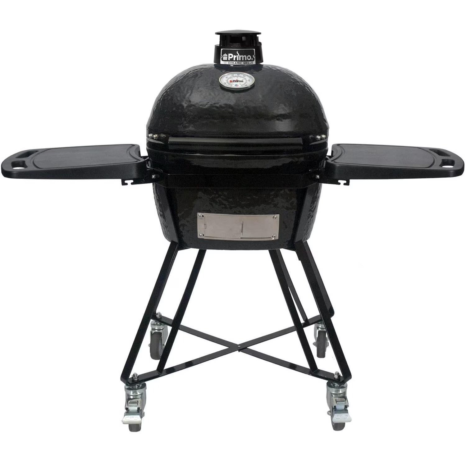 Primo Oval Jr 200 All-In-One Ceramic Grill with Precision Control Top, Easy Lift Hinge, Lower Air Control, and Includes Heat Deflector Plate(s), Rack(s), and Firebox Divider