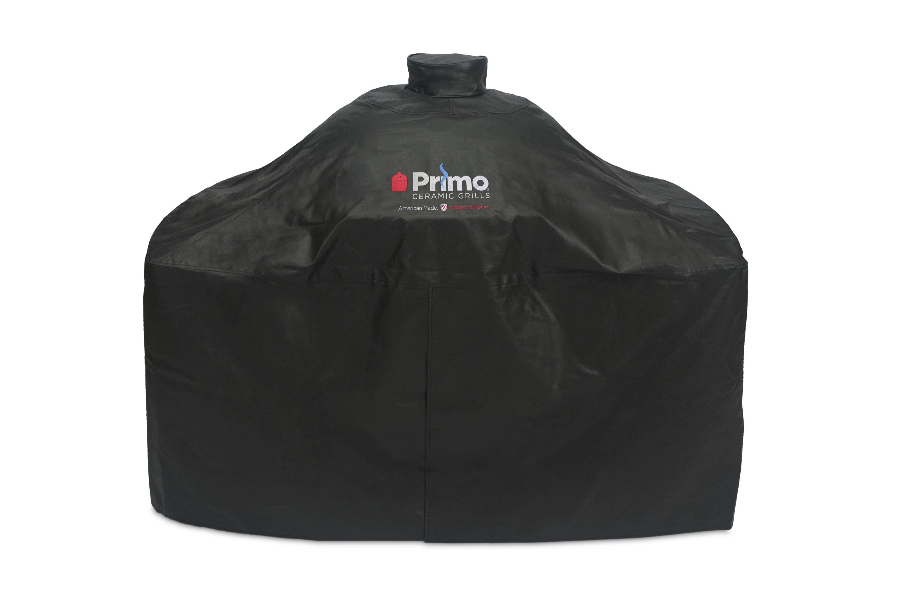 Primo Grill Cover for Oval XL & LG in HD Cart with Stainless Steel Side Tables and Oval 200 in Cypress Table (#PG00414)