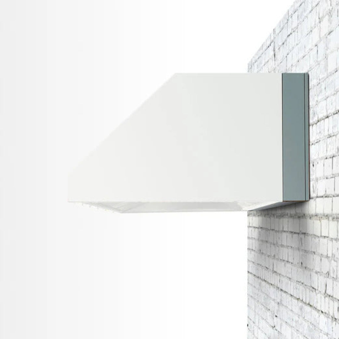 48-inch white wall-mount range hood TF-VH48-2-SP4 by Vine & Flame, modern angled exterior kitchen vent for outdoor kitchens
