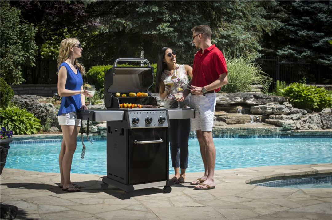 Freestanding grill, Broil King, Baron Series, poolside BBQ with group grilling