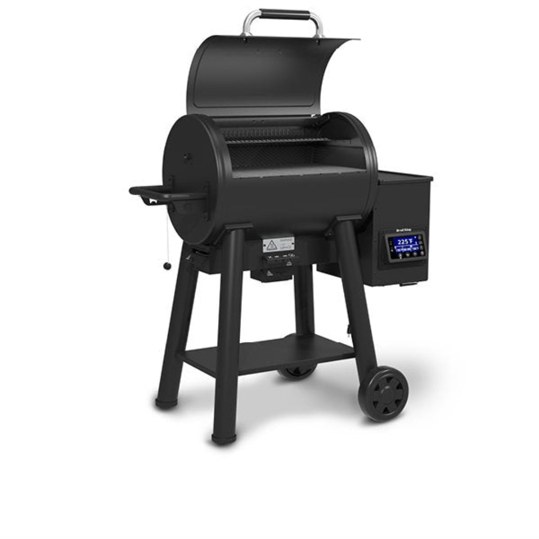 Grill, Broil King, Regal Pellet Series, freestanding pellet grill with digital control and open lid