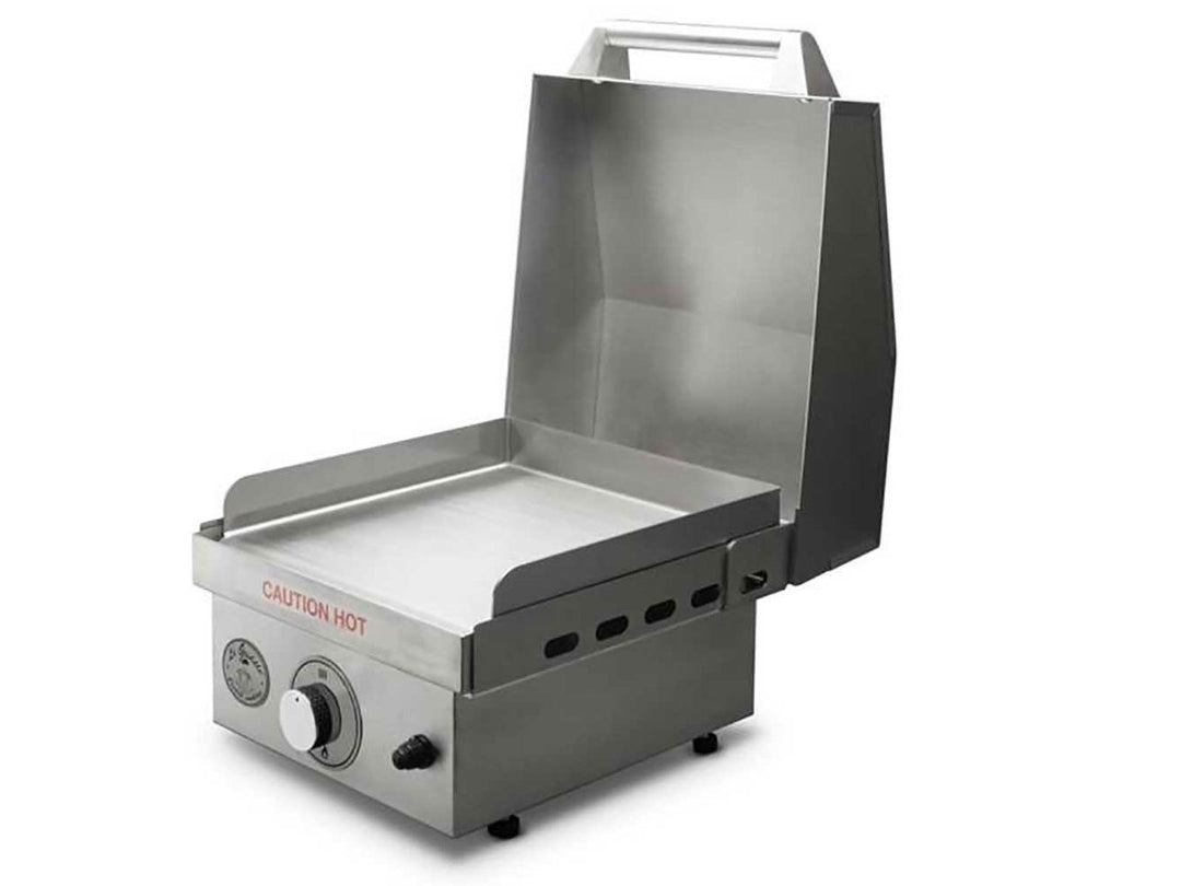 GFE40-12 12-inch stainless steel countertop flat-top griddle with splash guard and control knob for food trucks & restaurants