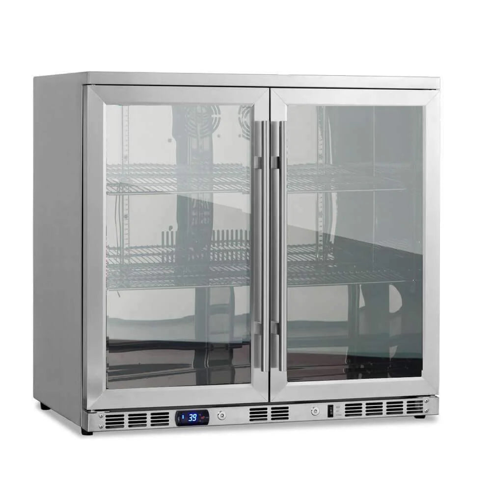 Kings Bottle 36-Inch Heating Glass 2 Door Built In Beverage Fridge