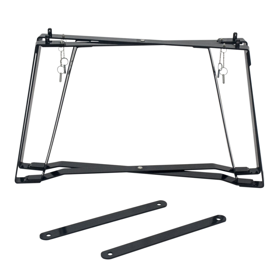 Vine & Flame GO Base foldable powder-coated steel stand for portable camping and backyard fire pits with included mounting straps