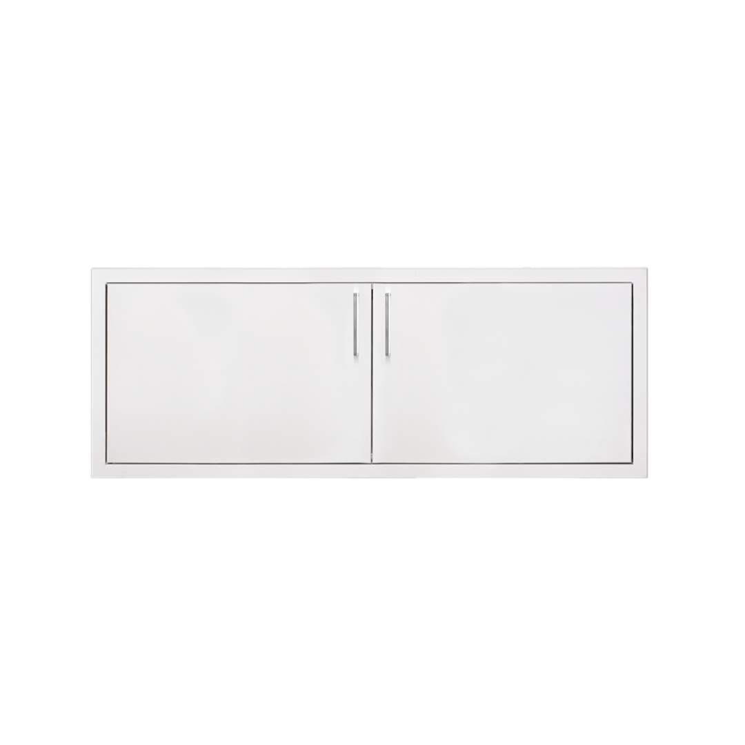Trueflame TF-DD-45M-A stainless steel double outdoor kitchen access door with dual vertical handles for built-in grill island storage